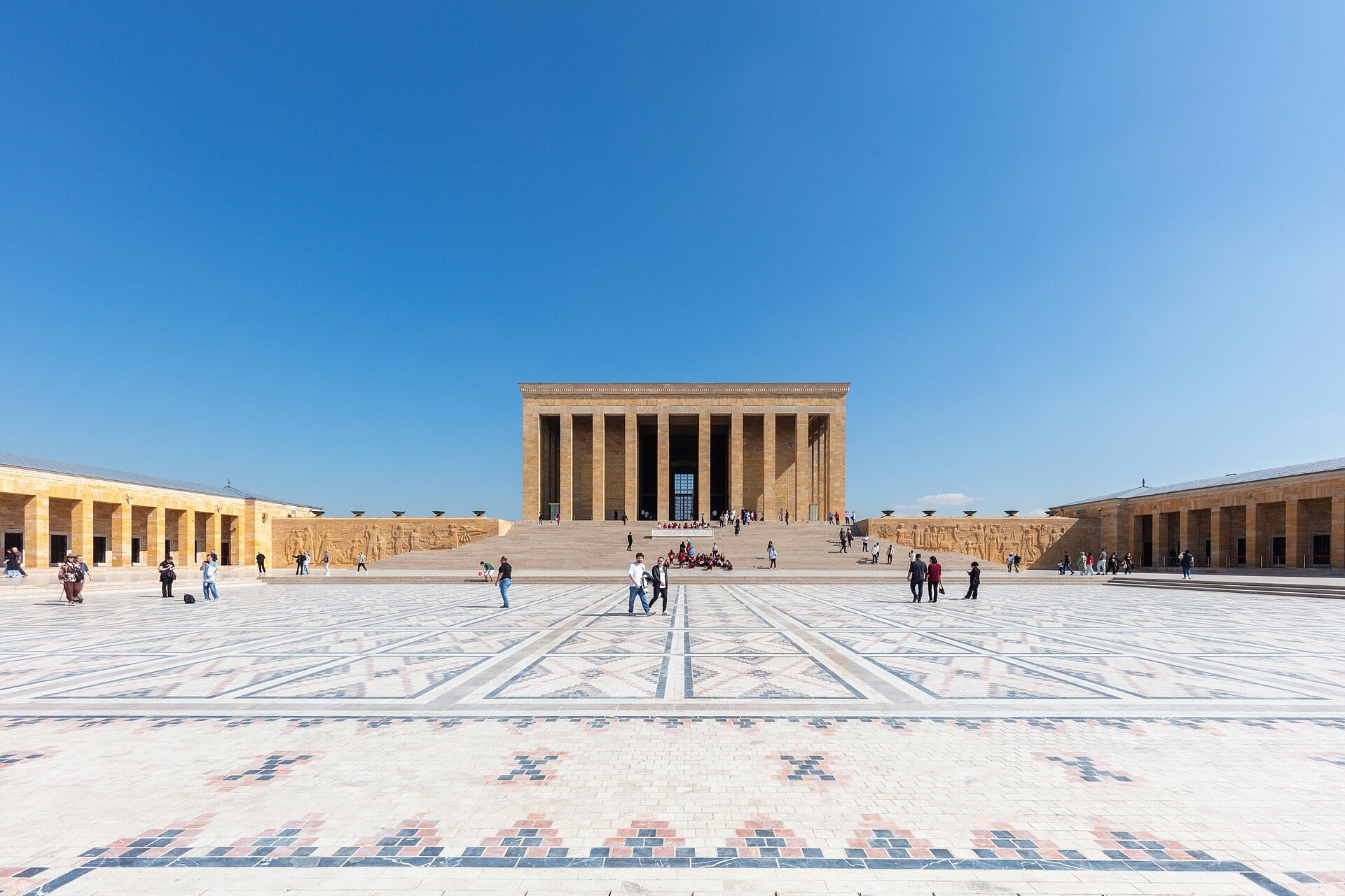 Anıtkabir, the sandstone mausoleum of Mustafa Kemal Atatürk in Ankara, seen across its wide ceremonial square