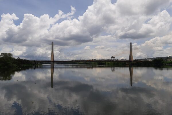 Uganda neighbourhood: cable-stayed bridge over the River Nile at Jinja, Uganda