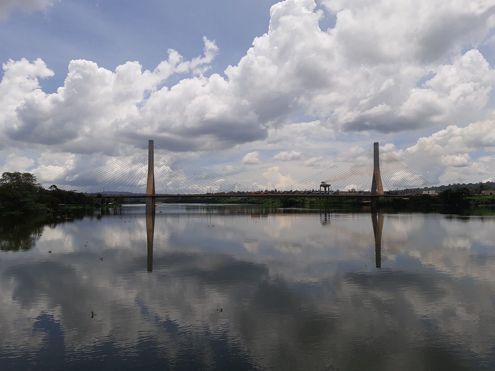 Uganda neighbourhood: cable-stayed bridge over the River Nile at Jinja, Uganda