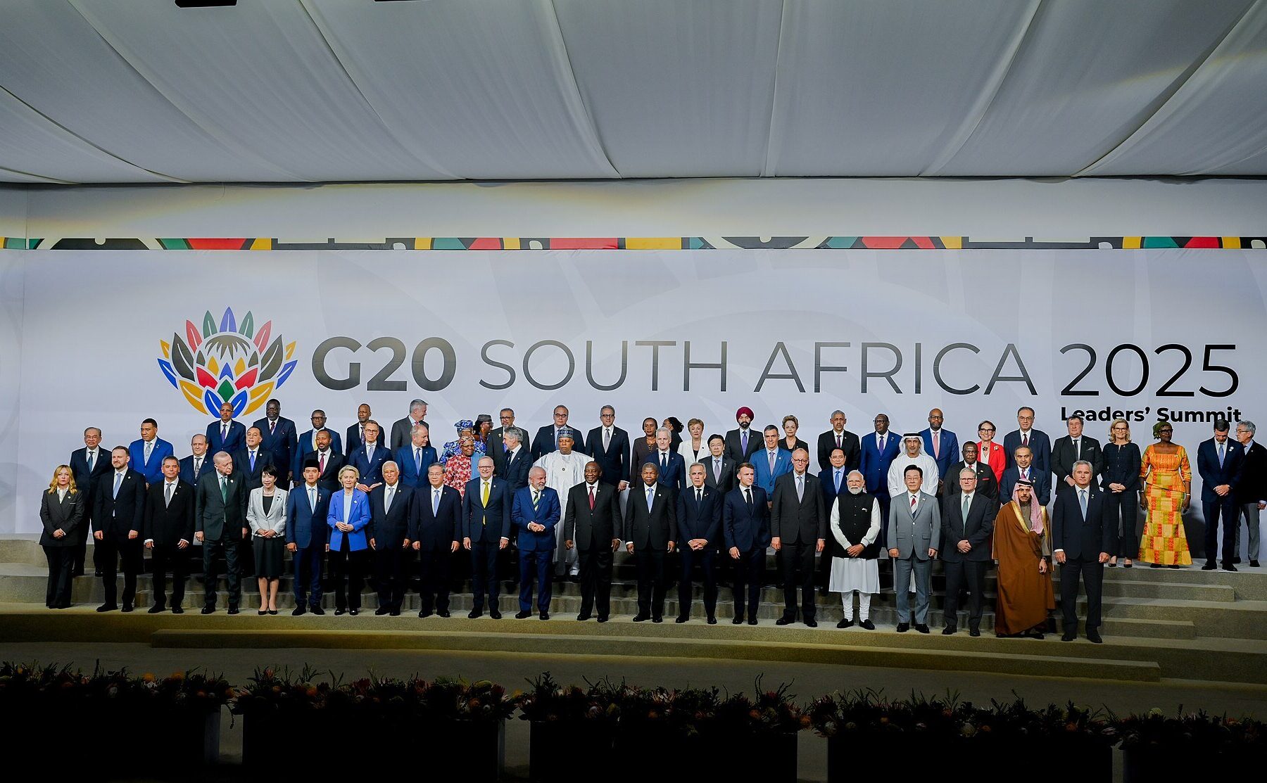 World leaders pose for the family photo at the G20 leaders' summit in Johannesburg, November 2025