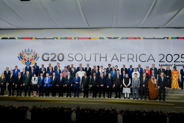 World leaders pose for the family photo at the G20 leaders' summit in Johannesburg, November 2025