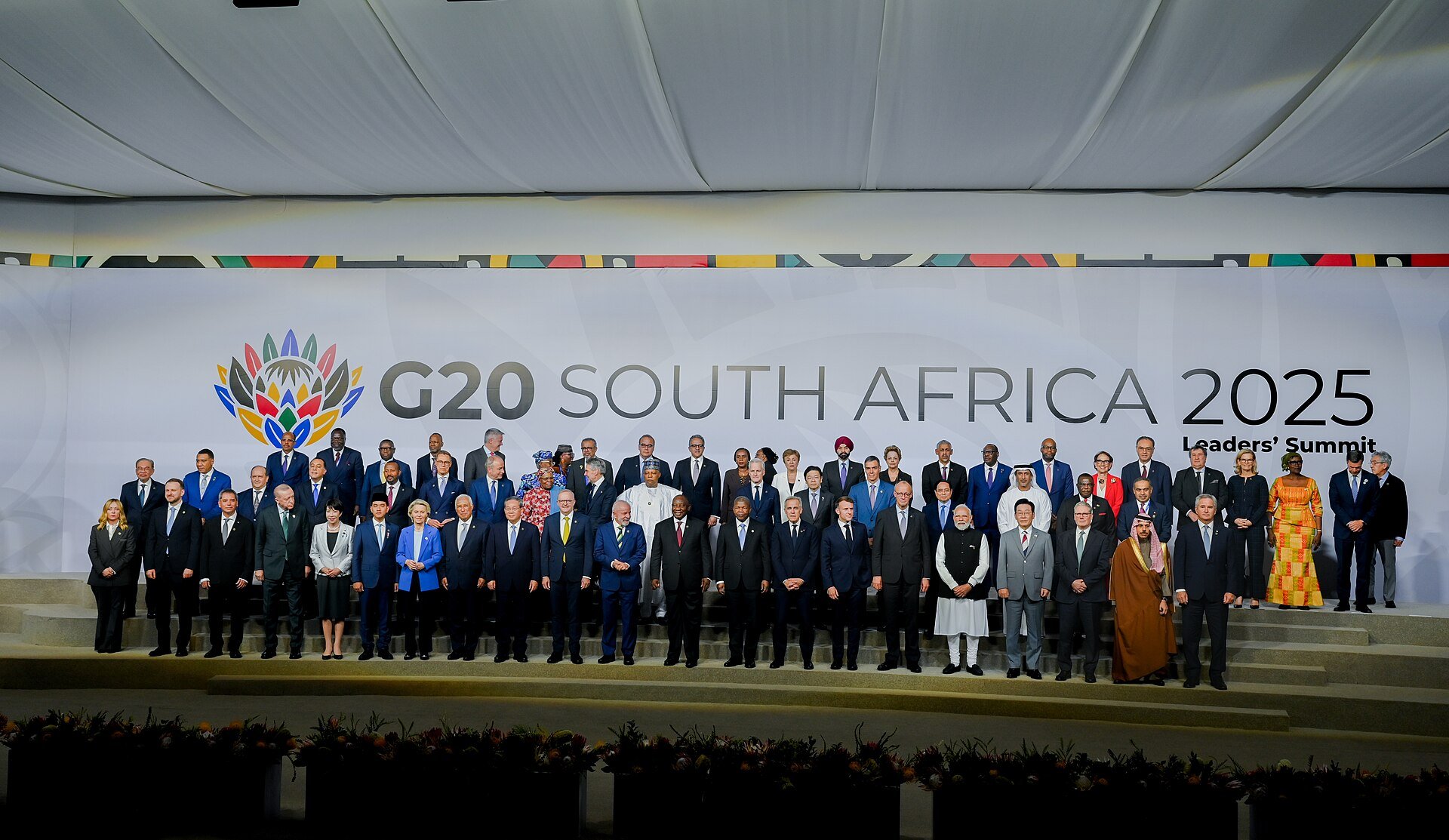 World leaders pose for the family photo at the G20 leaders' summit in Johannesburg, November 2025