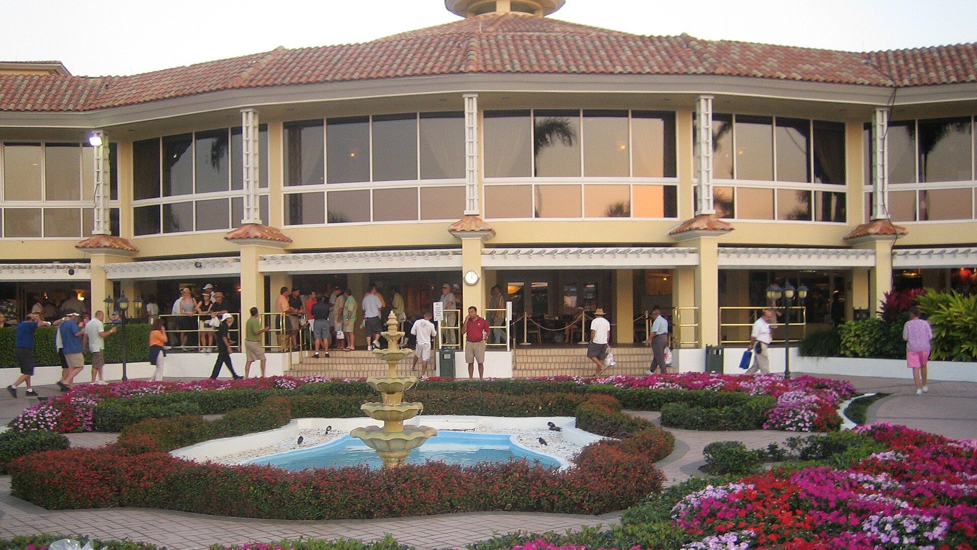 Clubhouse and flower gardens of the Doral Golf Resort in Florida during a 2006 golf tournament