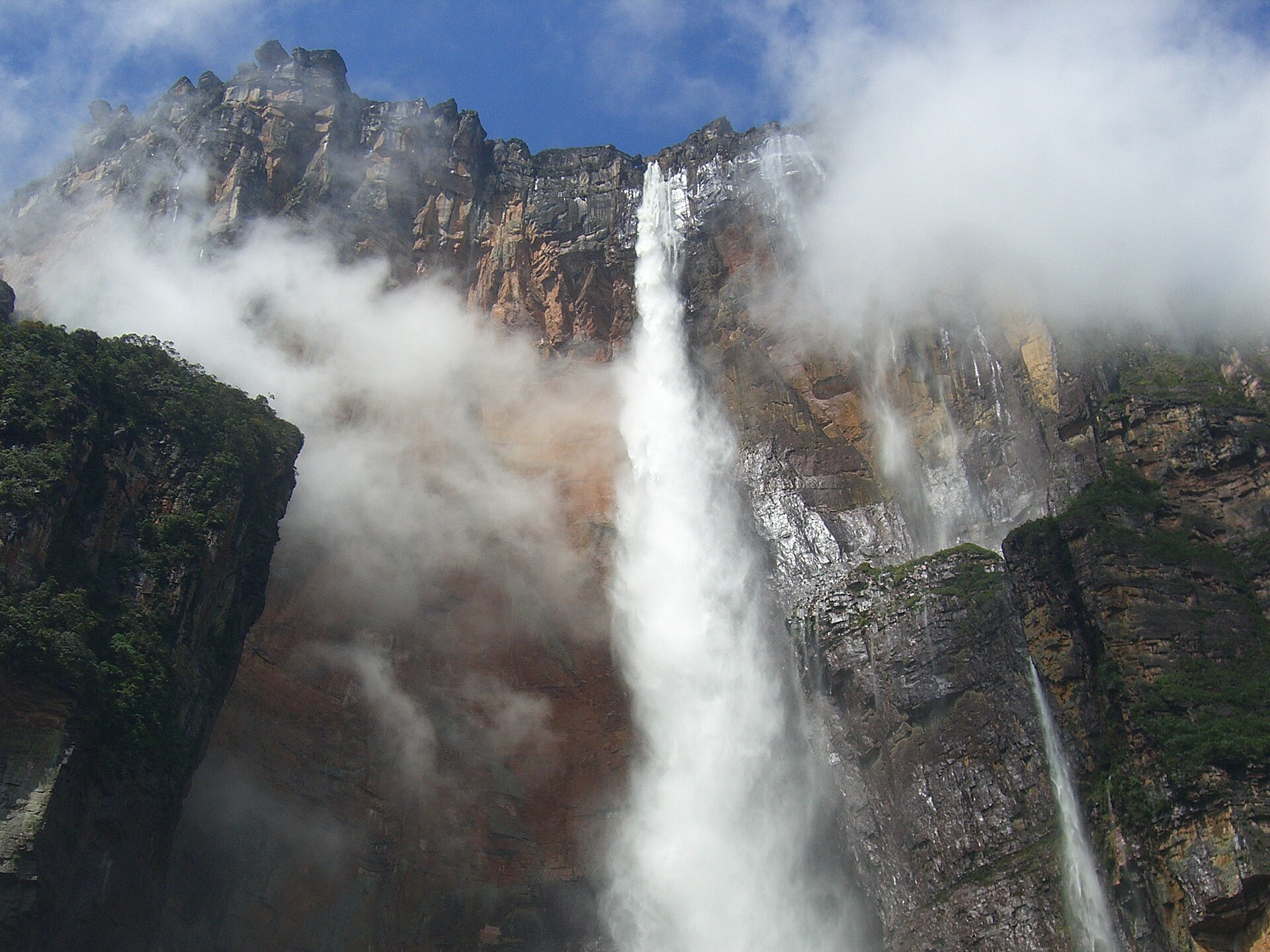 Angel Falls dropping from a tepui in Canaima National Park, Venezuela