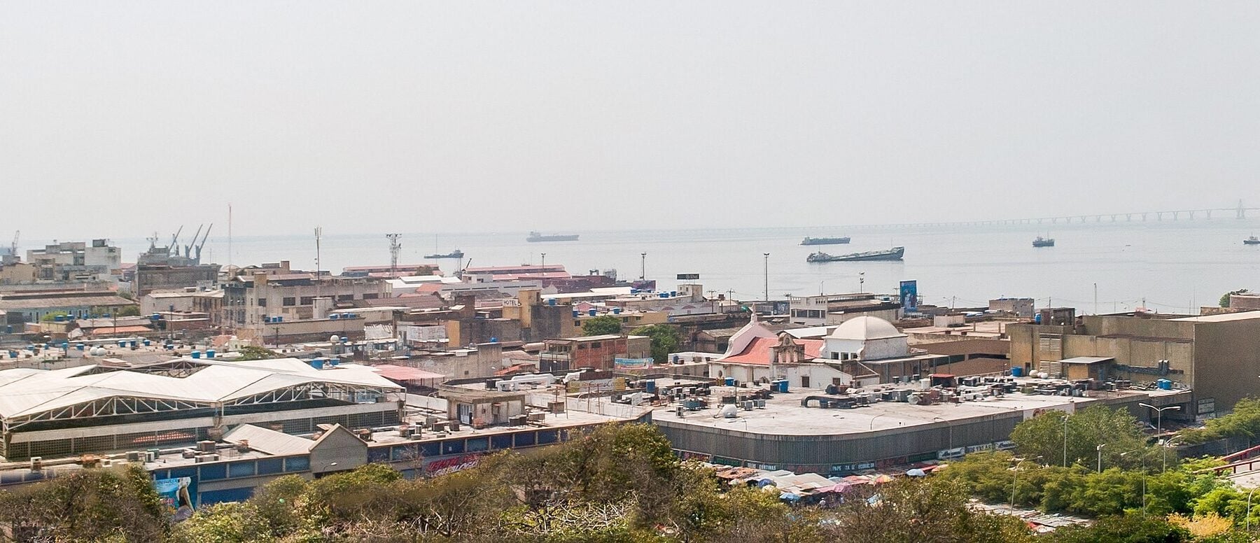 A view over central Maracaibo and Lake Maracaibo, in the oil state of Zulia, Venezuela