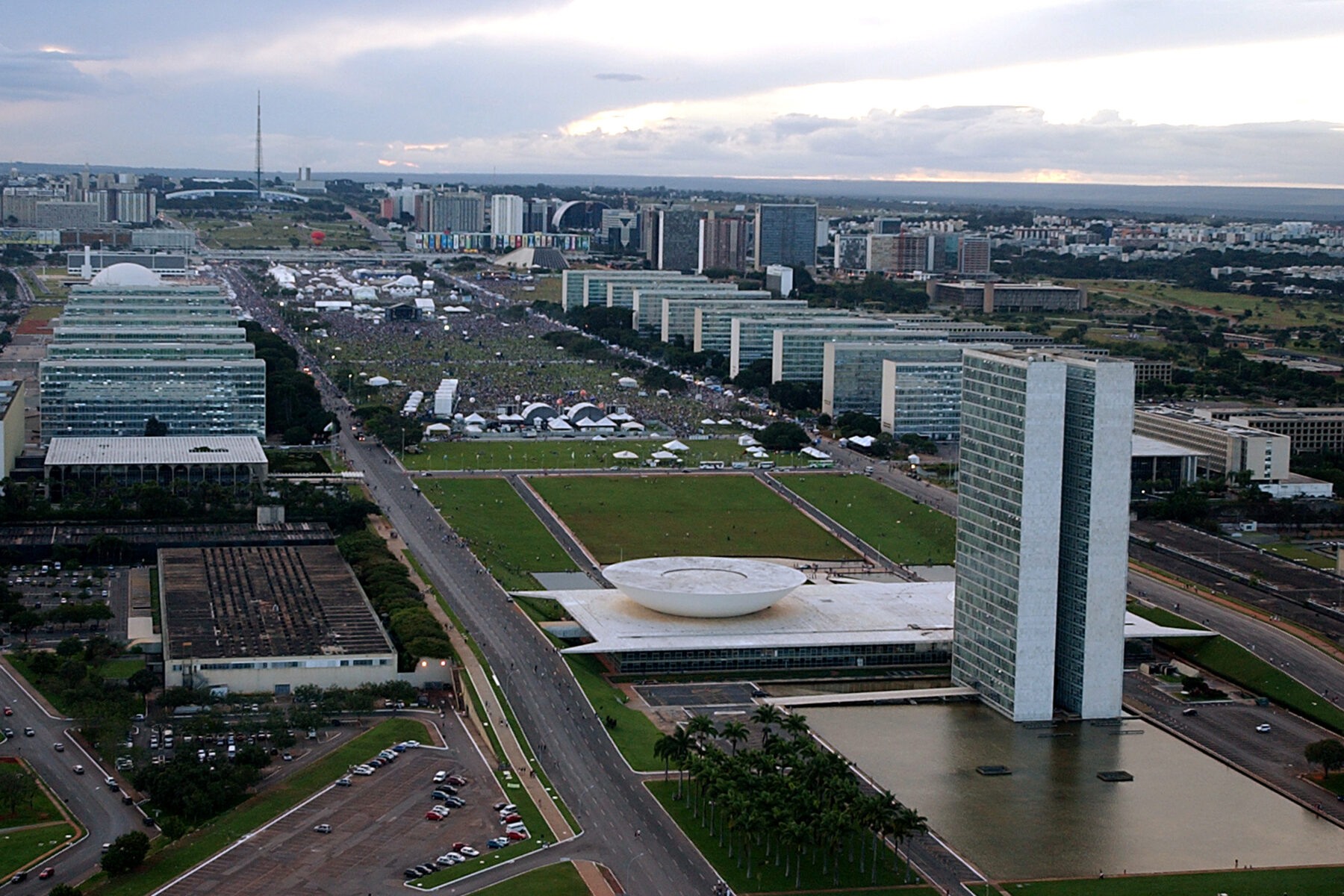 Aerial view of the Esplanada dos Ministérios and the National Congress in Brasília