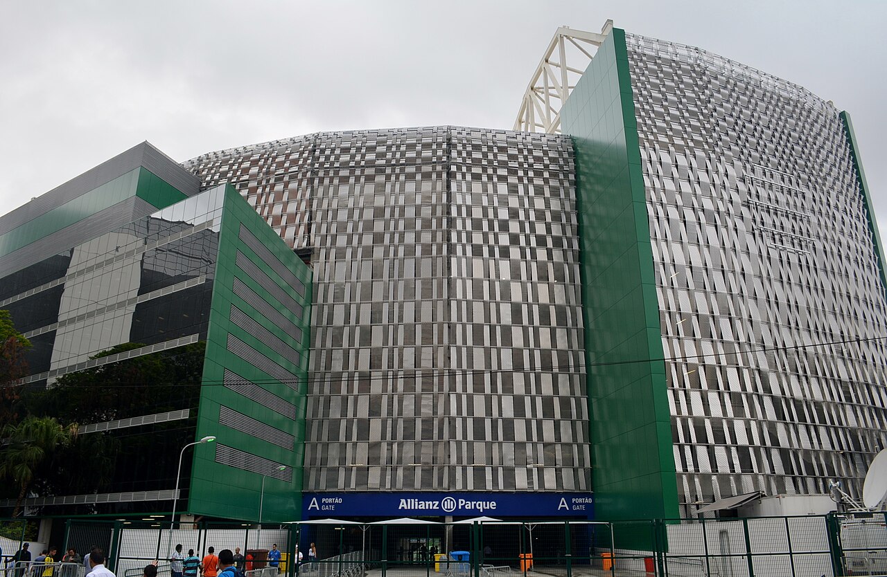 The outside of the Allianz Parque stadium in São Paulo, with the Gate A entrance, now called Nubank Parque.