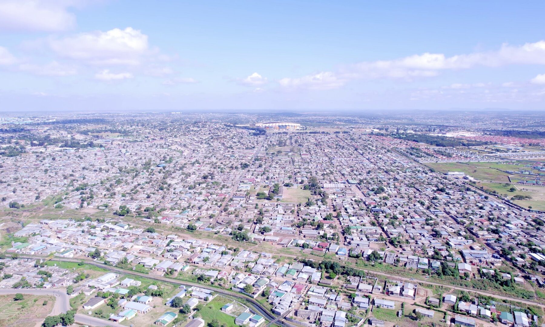Aerial view of residential districts of Lusaka, the capital of Zambia