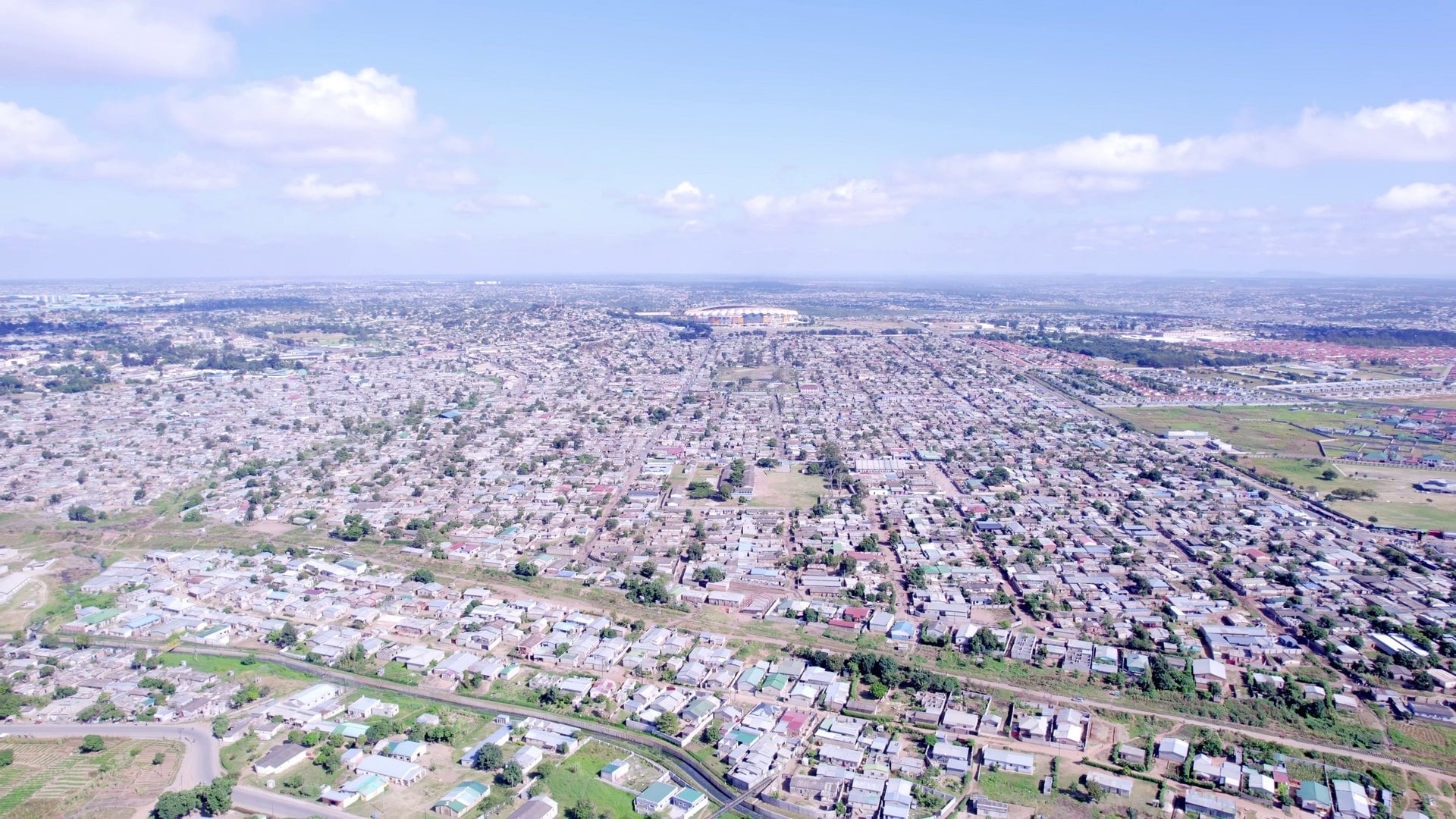 Aerial view of residential districts of Lusaka, the capital of Zambia